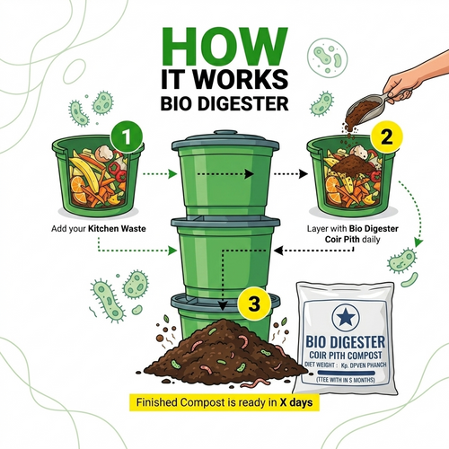 Bio Digester Composter Bin + Coir Pith Inoculum Bundle